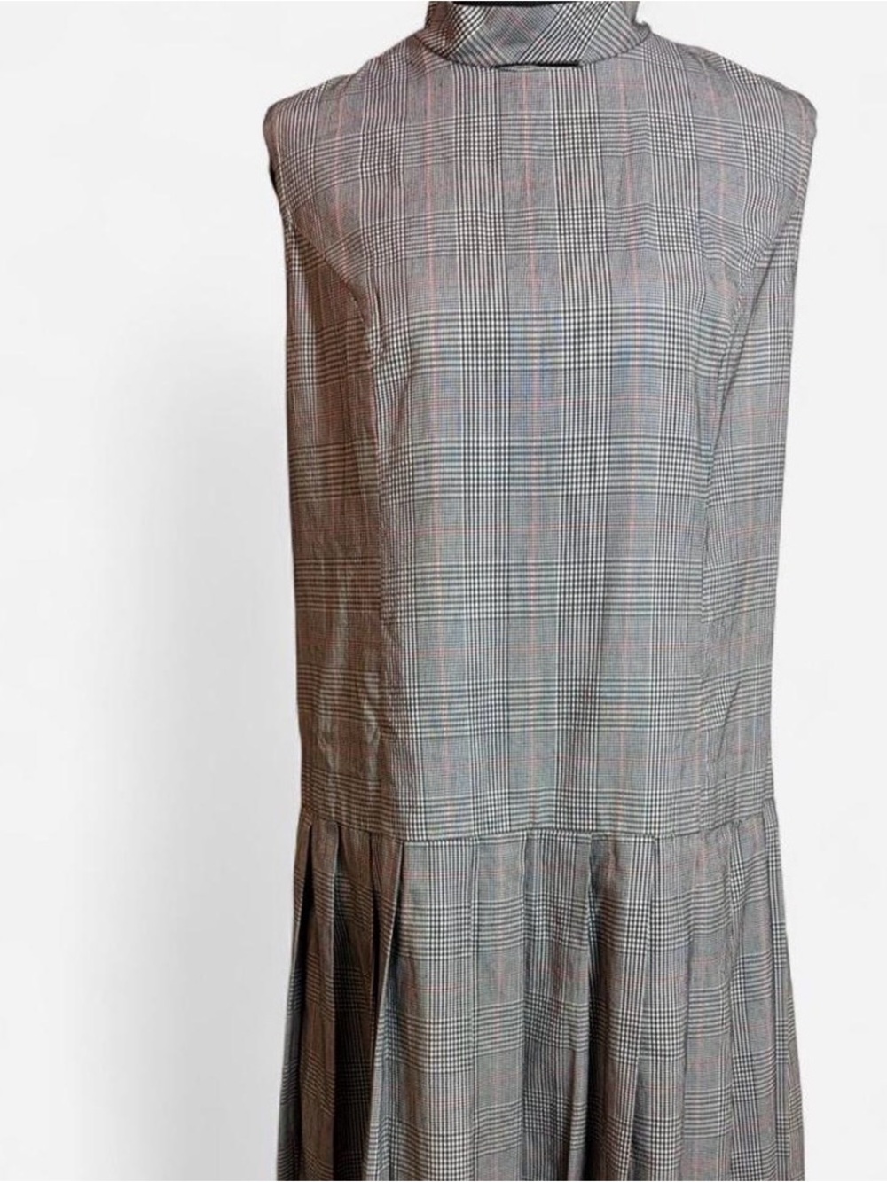 Vintage 50s Sleeveless Plaid Pleated Dress